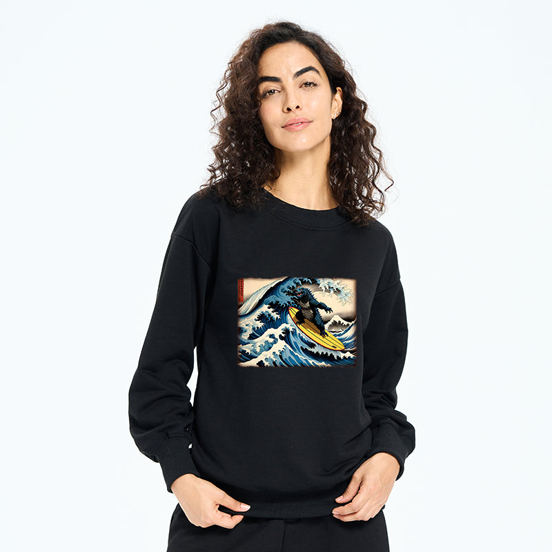 Dinosaur Surfing Japanese Sweatshirt
