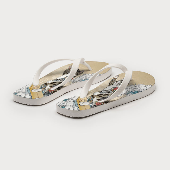 Cat Surfing Flip Flops