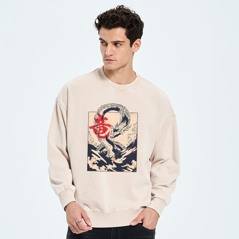 Skull Roses Japanese Aesthetic Washed Sweatshirt