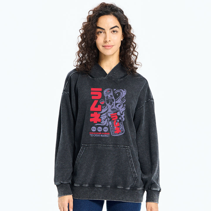 Ramune Print Japanese Washed Hoodie