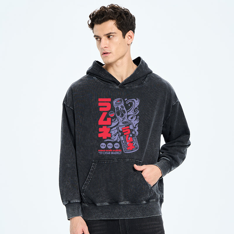Ramune Print Japanese Washed Hoodie