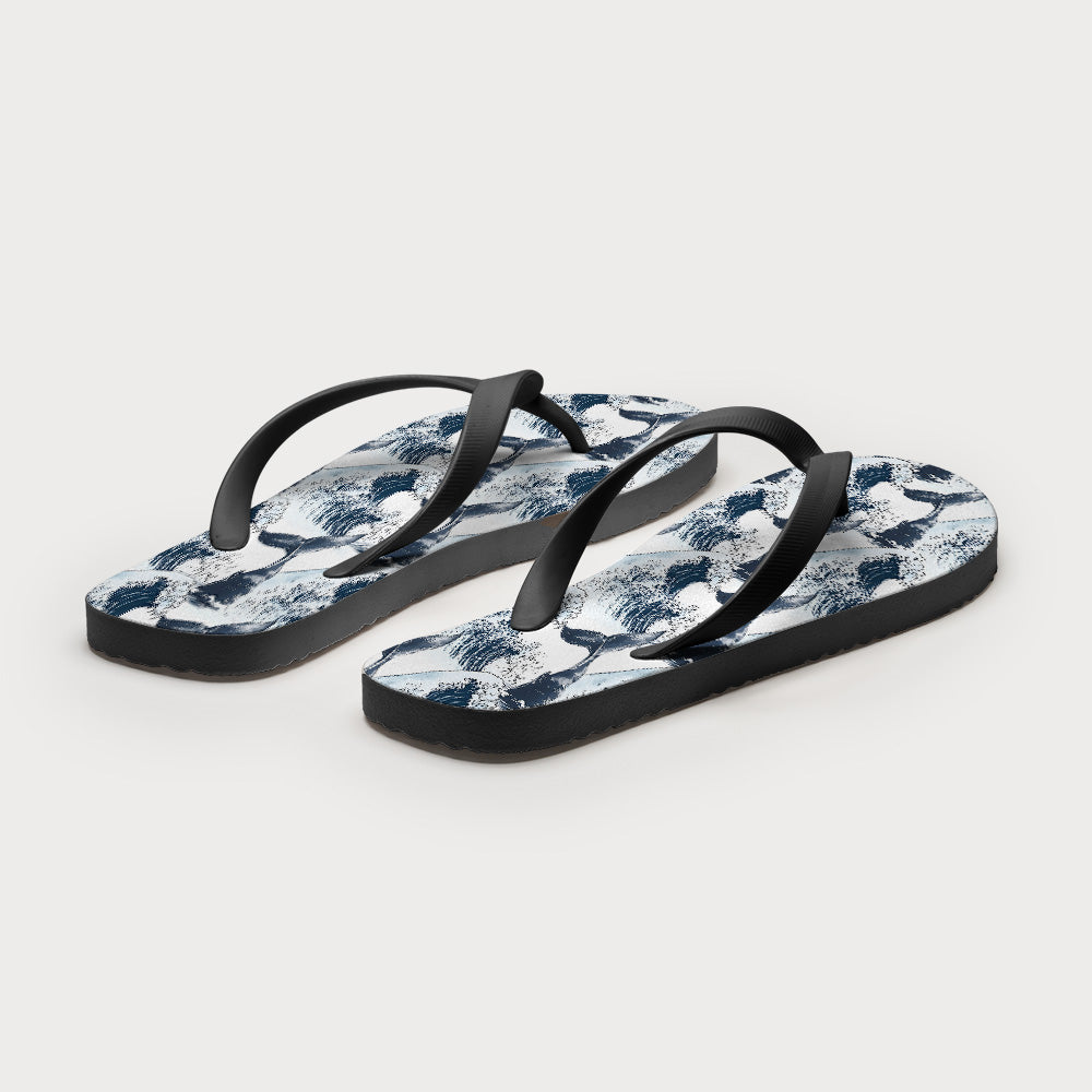Whale Tail Wave Art Flip Flops