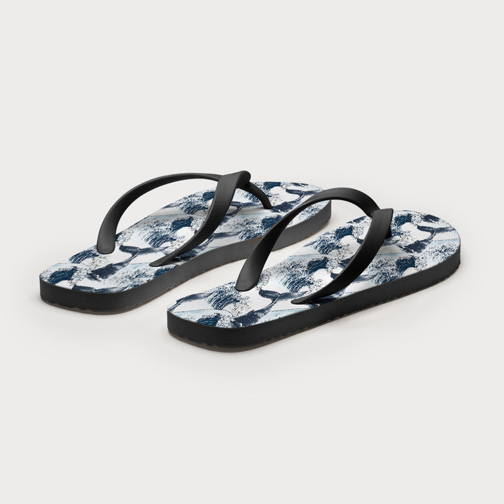 Whale Tail Wave Art Flip Flops