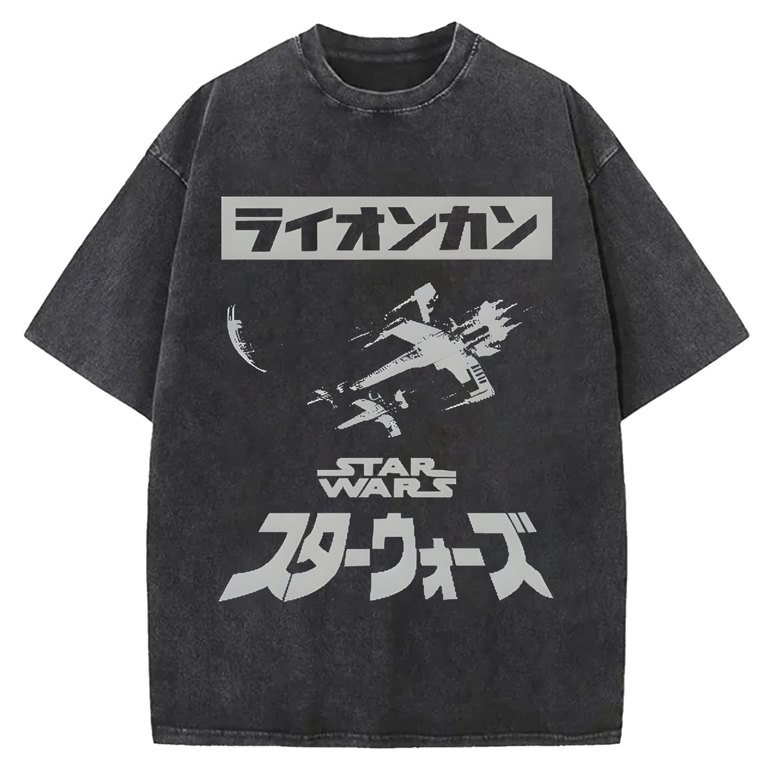 Star Wars Vintage Japanese Design Washed Crew Neck T-Shirt