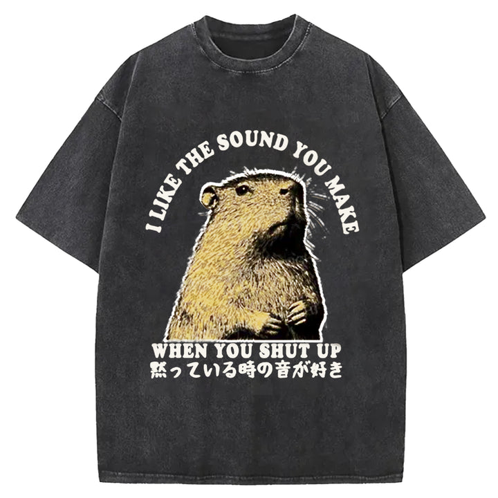 I Like The Sound You MaKe Washed Crew Neck T-shirt