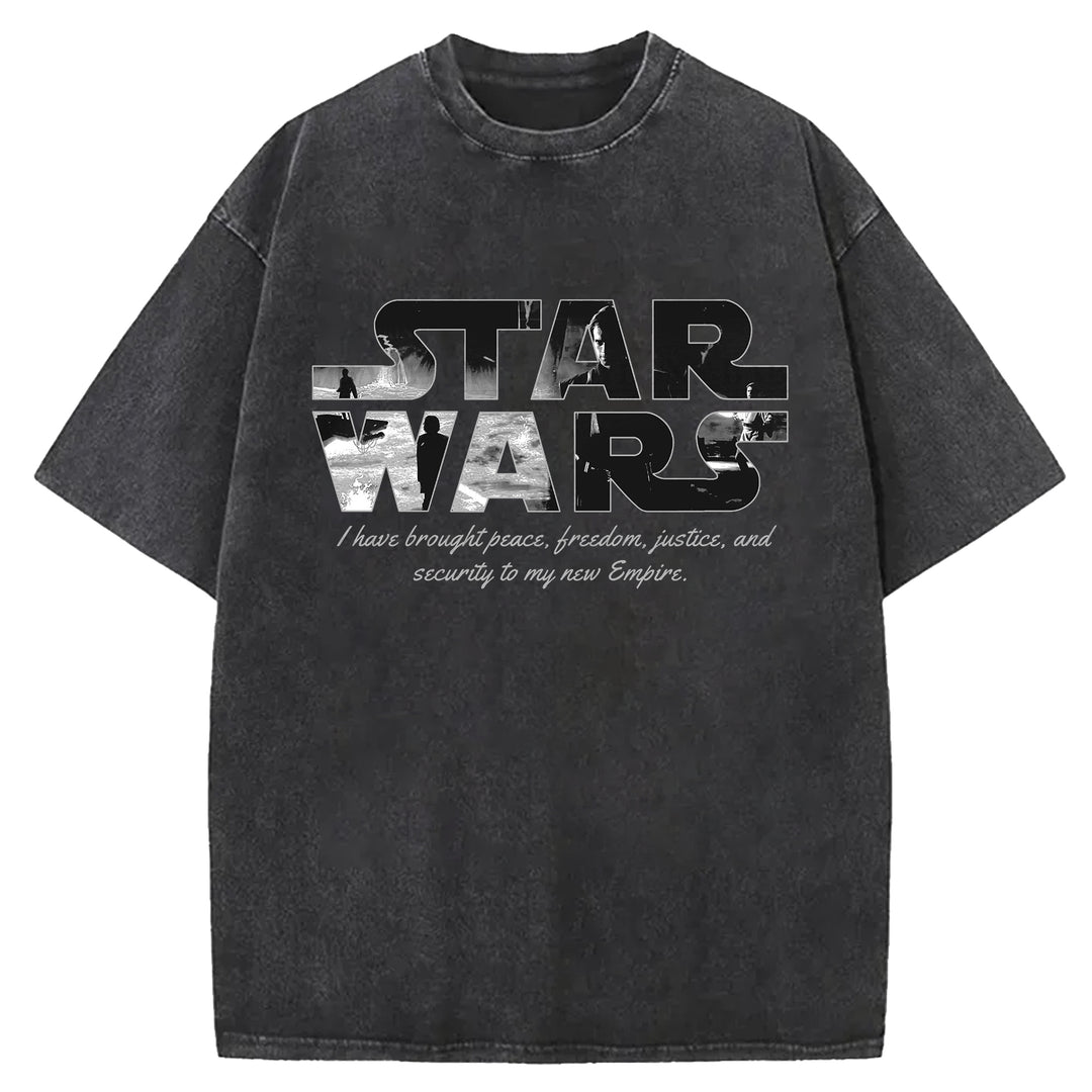 Star Wars Vintage Japanese Design Washed Crew Neck T-Shirt