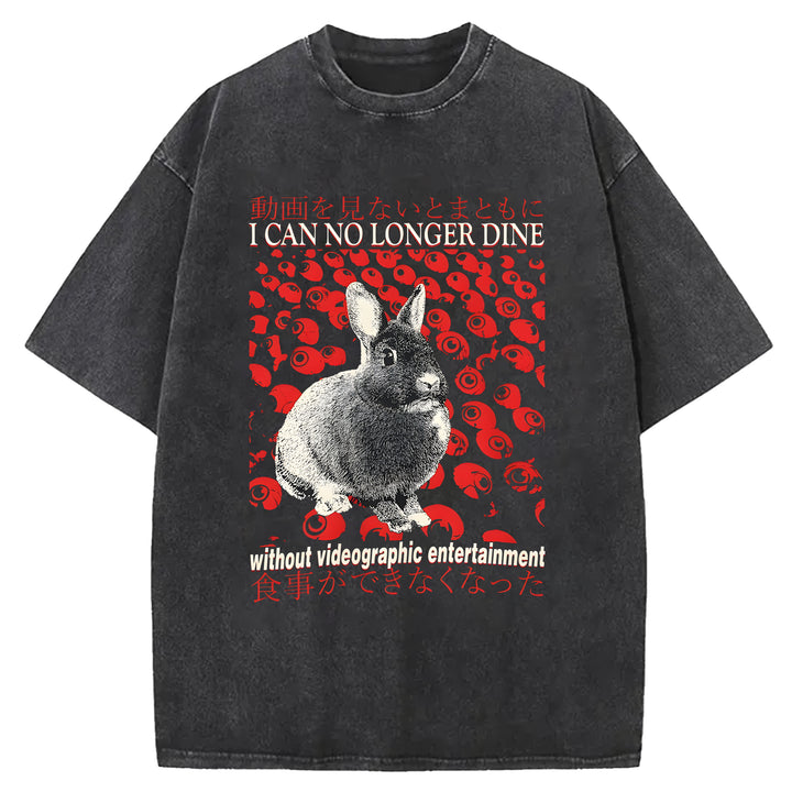 I CAN NO LONGER DINE Washed Crew Neck T-Shirt