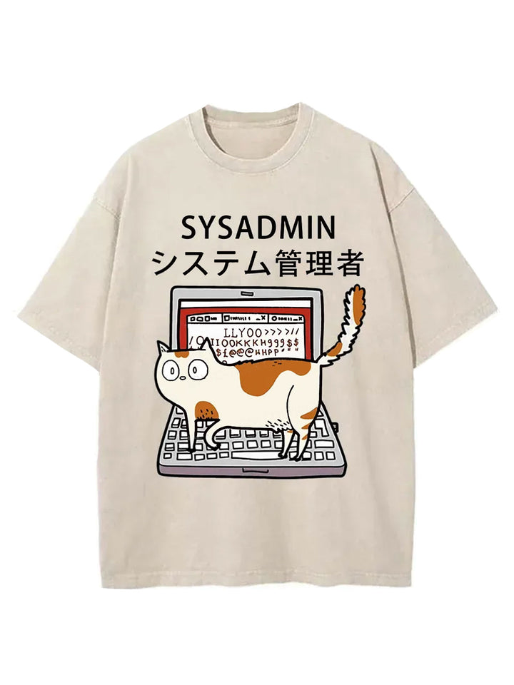 Naughty Cat Japan Washed Crew Neck T-shirt