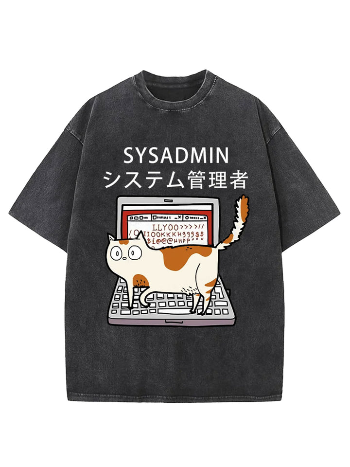 Naughty Cat Japan Washed Crew Neck T-shirt