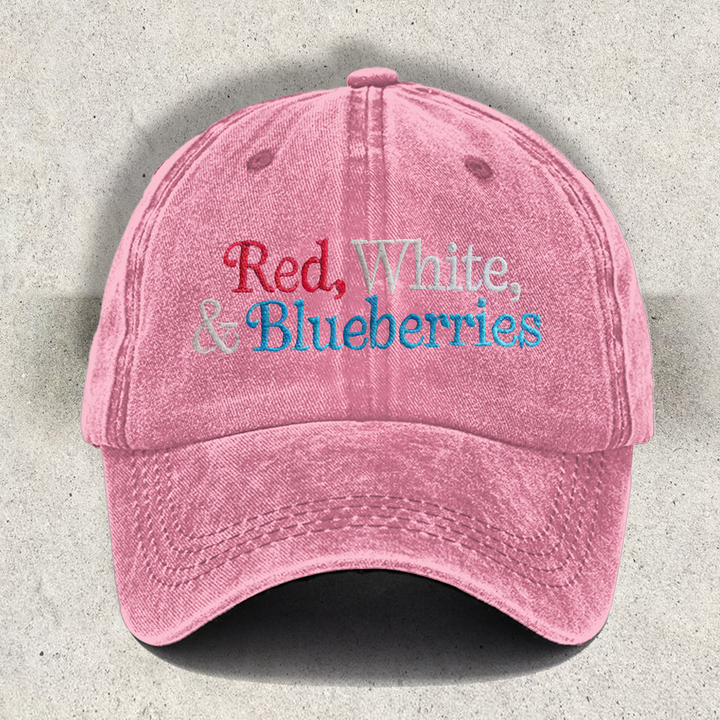Red White and Blueberries Printed Baseball Cap