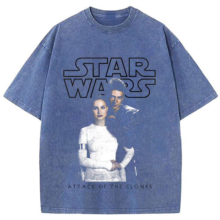 Star Wars Vintage Japanese Design Washed Crew Neck T-Shirt
