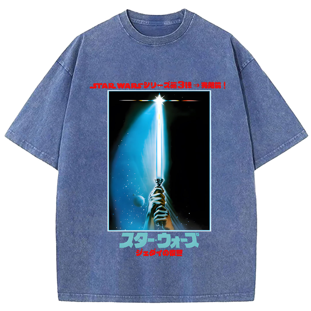 Star Wars Vintage Japanese Design Washed Crew Neck T-Shirt