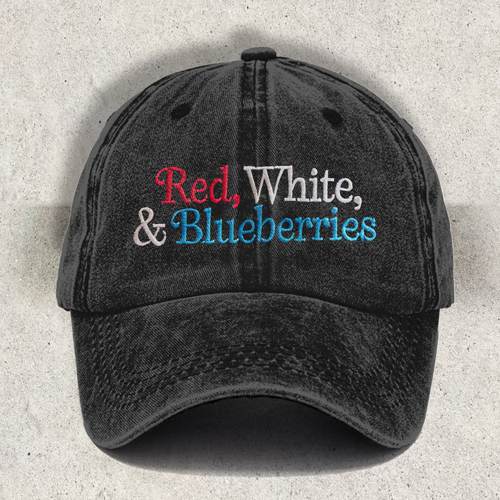 Red White and Blueberries Printed Baseball Cap