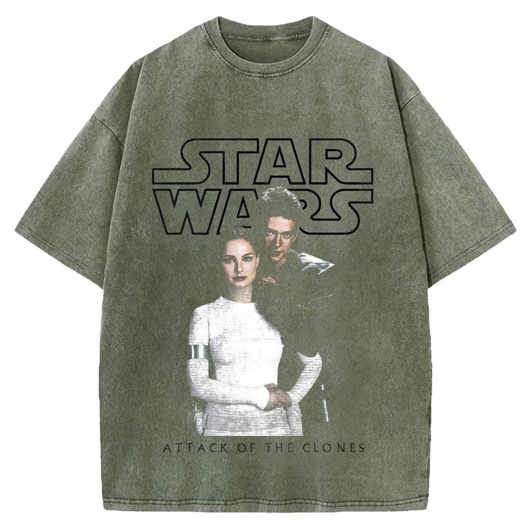 Star Wars Vintage Japanese Design Washed Crew Neck T-Shirt