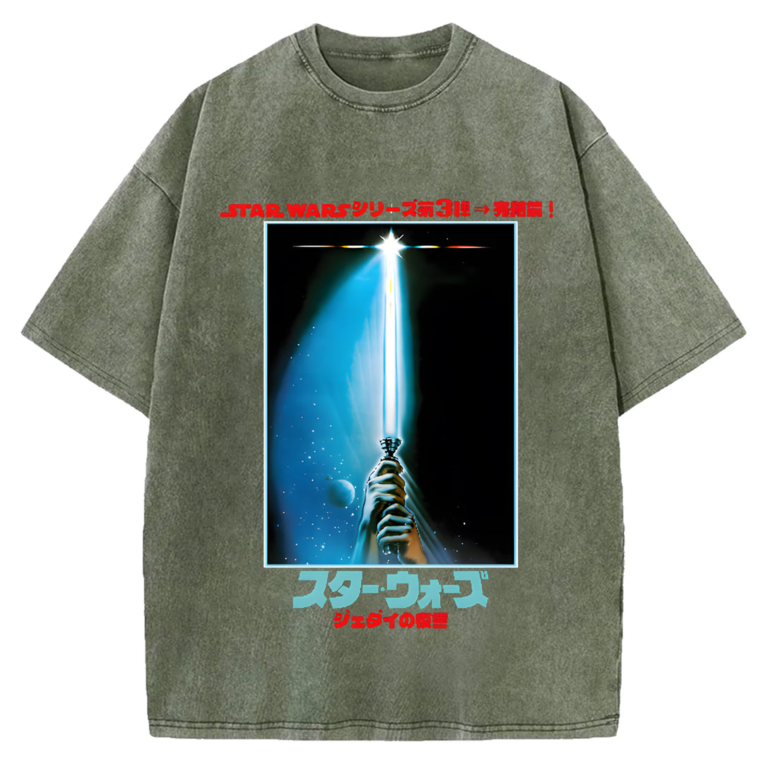 Star Wars Vintage Japanese Design Washed Crew Neck T-Shirt