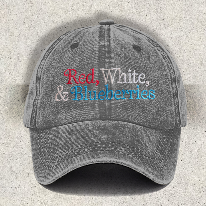 Red White and Blueberries Printed Baseball Cap