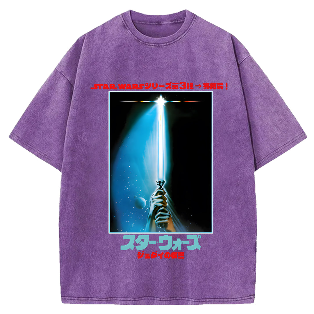 Star Wars Vintage Japanese Design Washed Crew Neck T-Shirt