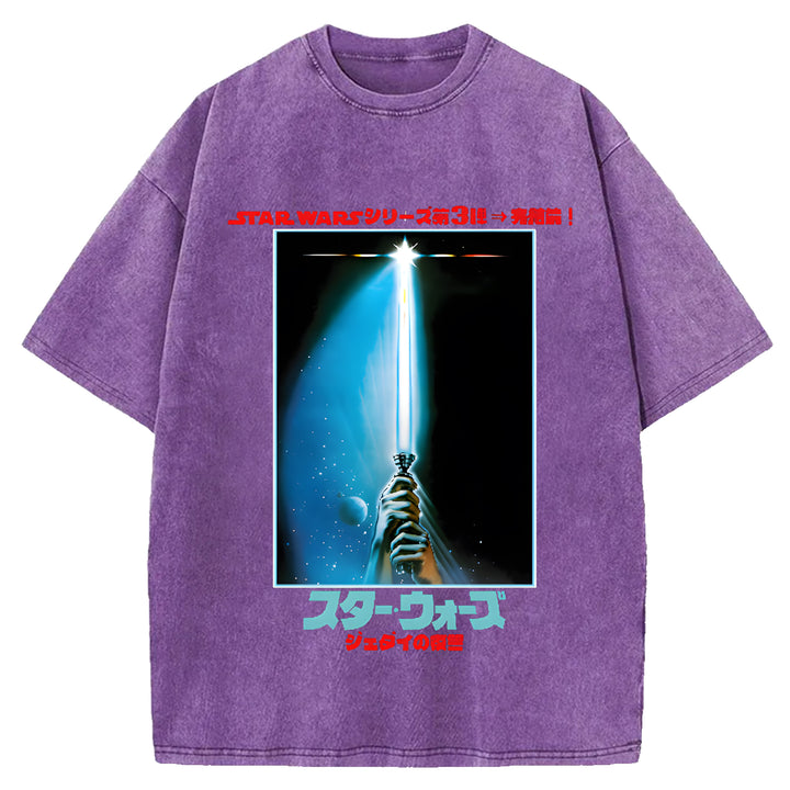 Star Wars Vintage Japanese Design Washed Crew Neck T-Shirt