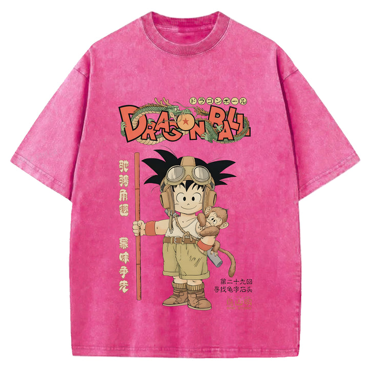Japanese Anime Washed Crew Neck T-Shirt