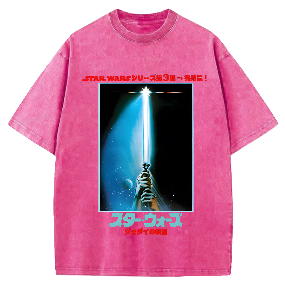 Star Wars Vintage Japanese Design Washed Crew Neck T-Shirt