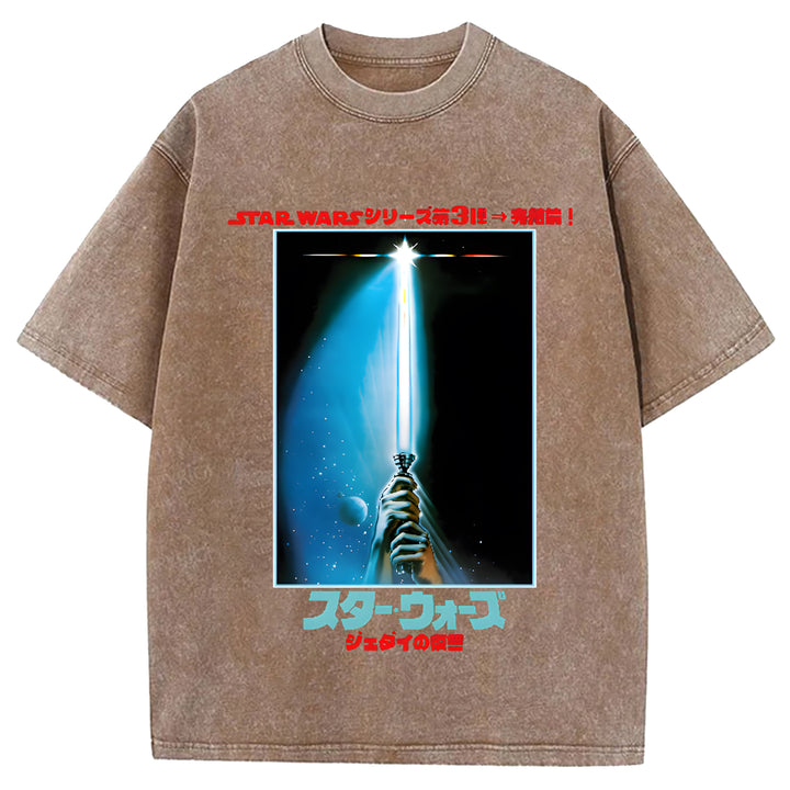 Star Wars Vintage Japanese Design Washed Crew Neck T-Shirt