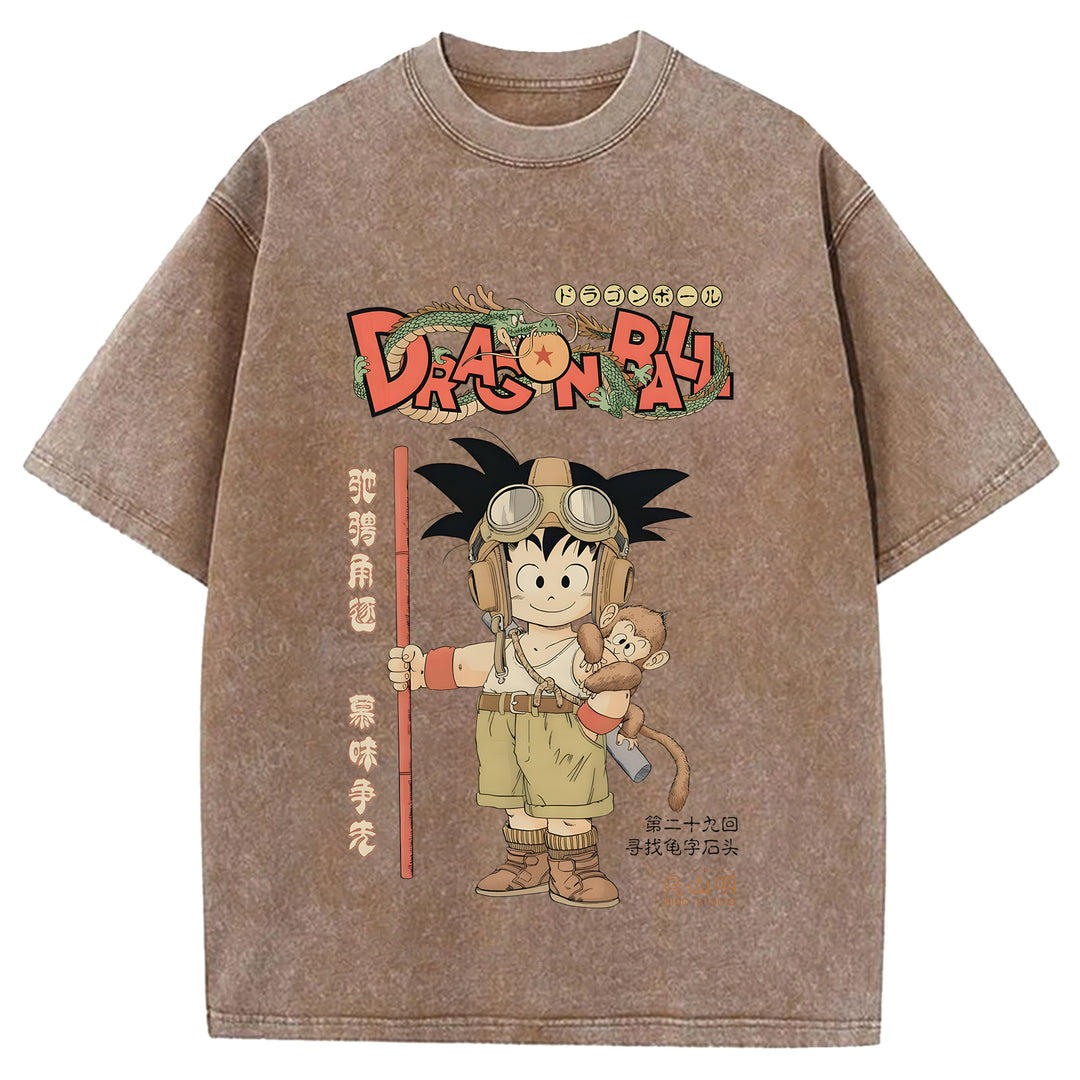 Japanese Anime Washed Crew Neck T-Shirt