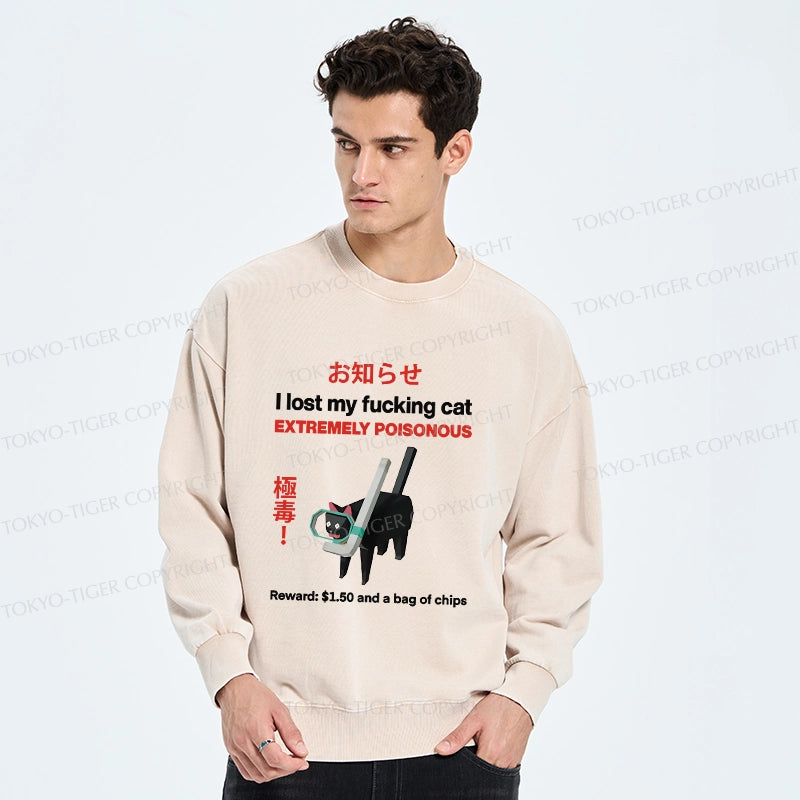 Find The Toxic Cat Funny Washed Sweatshirt