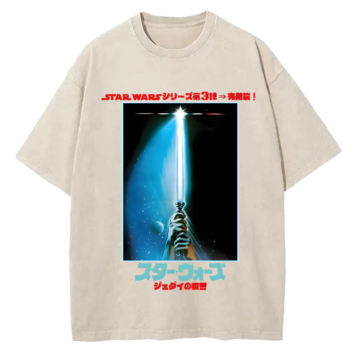 Star Wars Vintage Japanese Design Washed Crew Neck T-Shirt