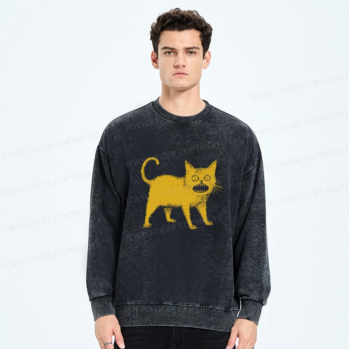Horrible Japanese Cat Washed Sweatshirt