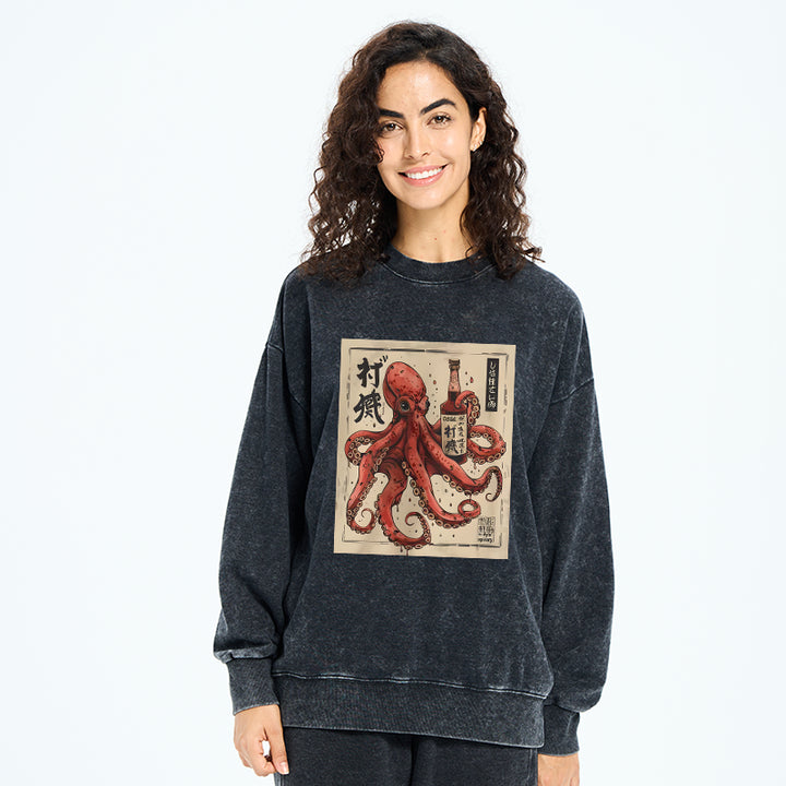 Osaka Sak¨¦ Octopus Washed Sweatshirt