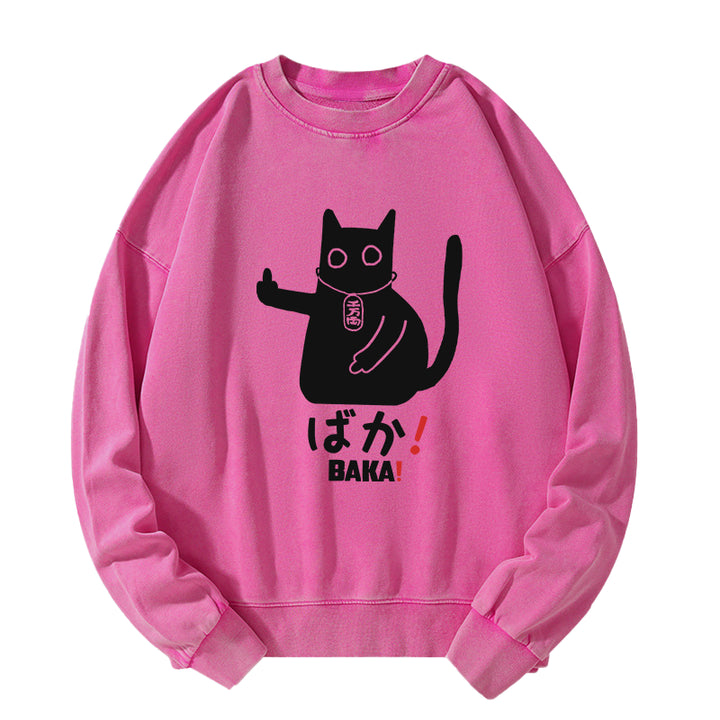 Japanese Baka Cat Washed Sweatshirt