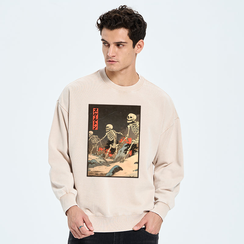 Japanese Rising Skeletons Washed Sweatshirt