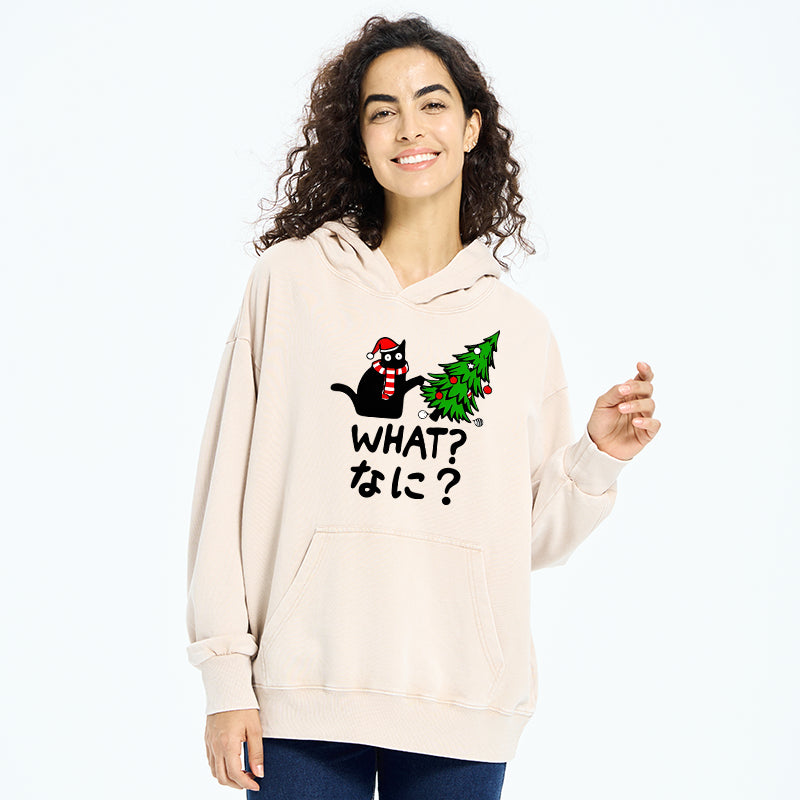 Naughty Cat Christmas Washed Hoodie