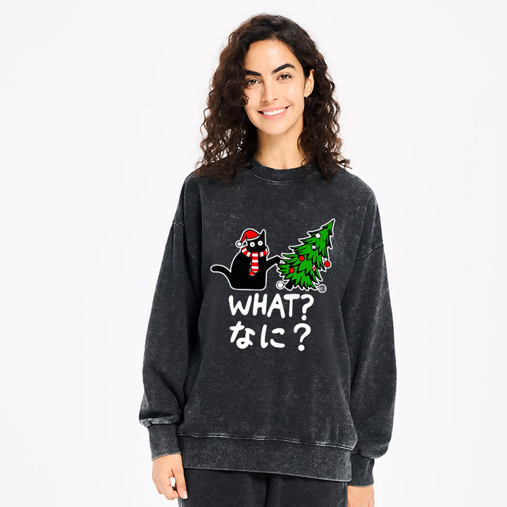 Naughty Cat Christmas Washed Sweatshirt