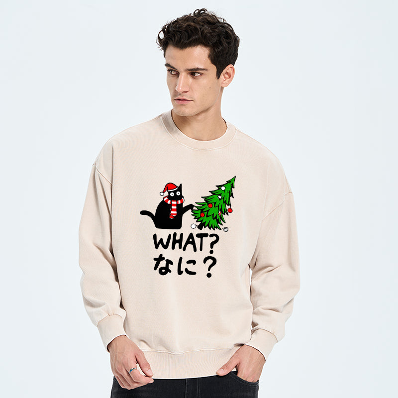 Naughty Cat Christmas Washed Sweatshirt