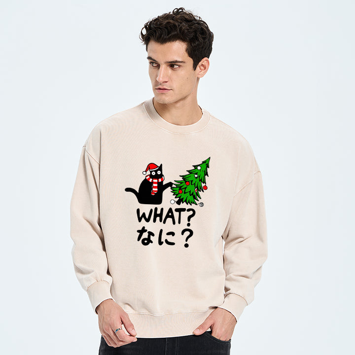 Naughty Cat Christmas Washed Sweatshirt