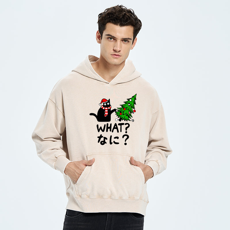 Naughty Cat Christmas Washed Hoodie