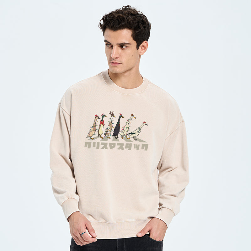 Funny Christmas Ducks Washed Sweatshirt