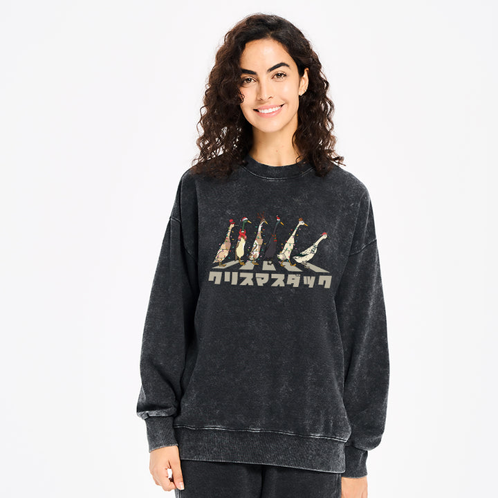 Funny Christmas Ducks Washed Sweatshirt