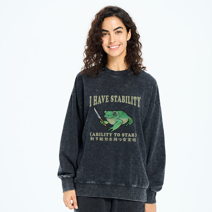 Mentally Stable Assassin Frog Washed Sweatshirt