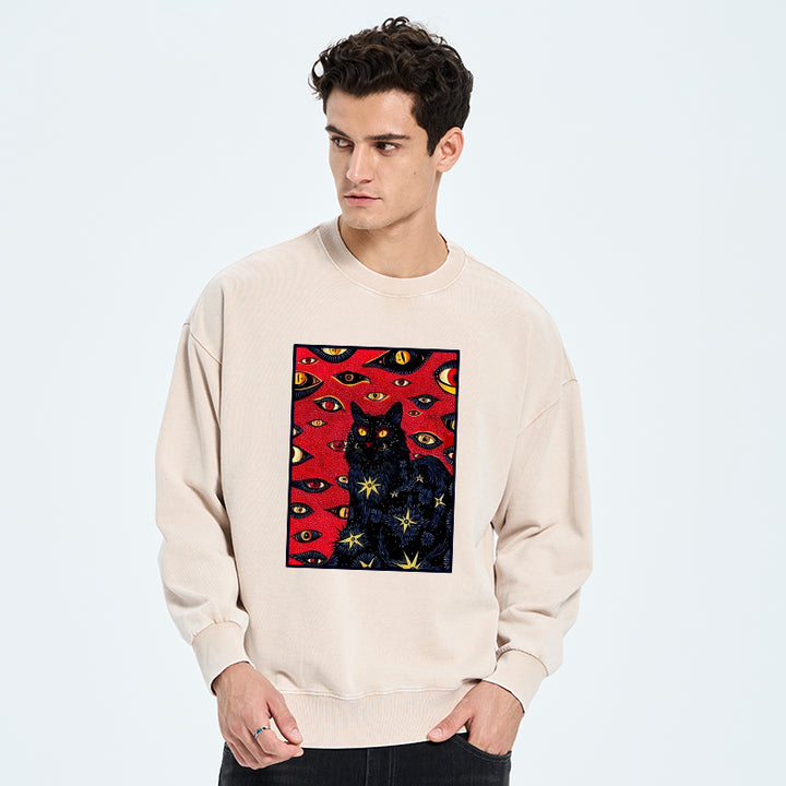 Mysterious Cat Washed Sweatshirt