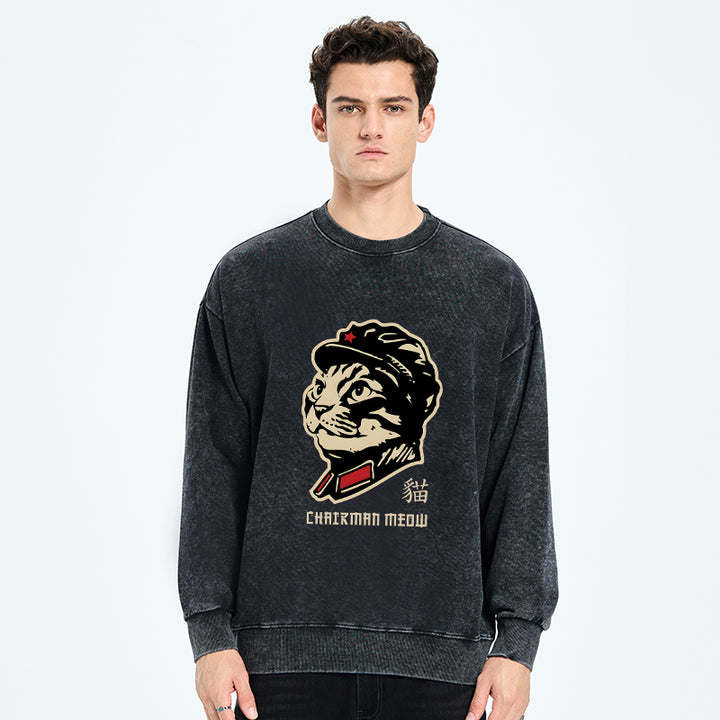 Chinese Spirit Cat Washed Sweatshirt