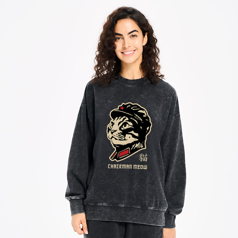 Chinese Spirit Cat Washed Sweatshirt
