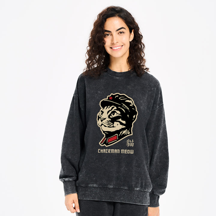 Chinese Spirit Cat Washed Sweatshirt