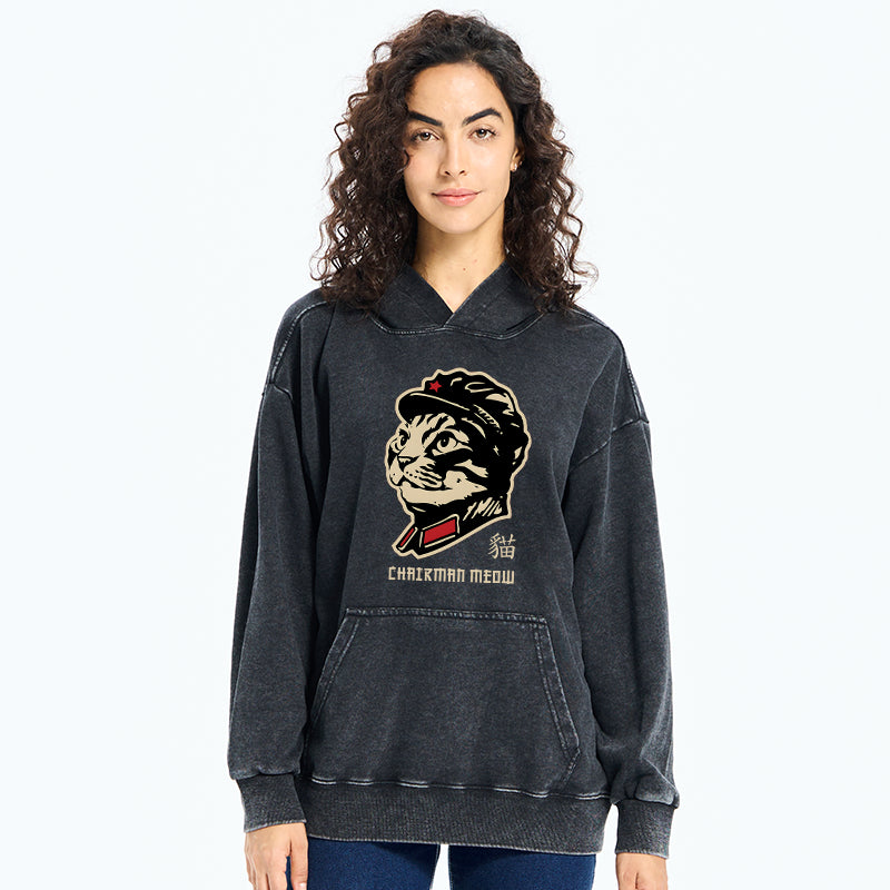 Chinese Spirit Cat Washed Hoodie