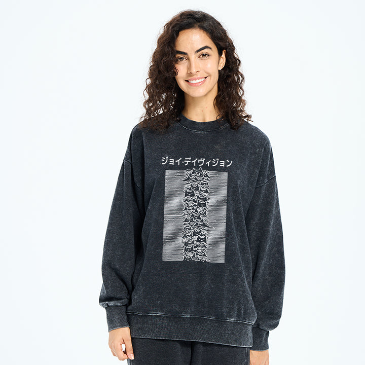 Funny Cat Davision Washed Sweatshirt