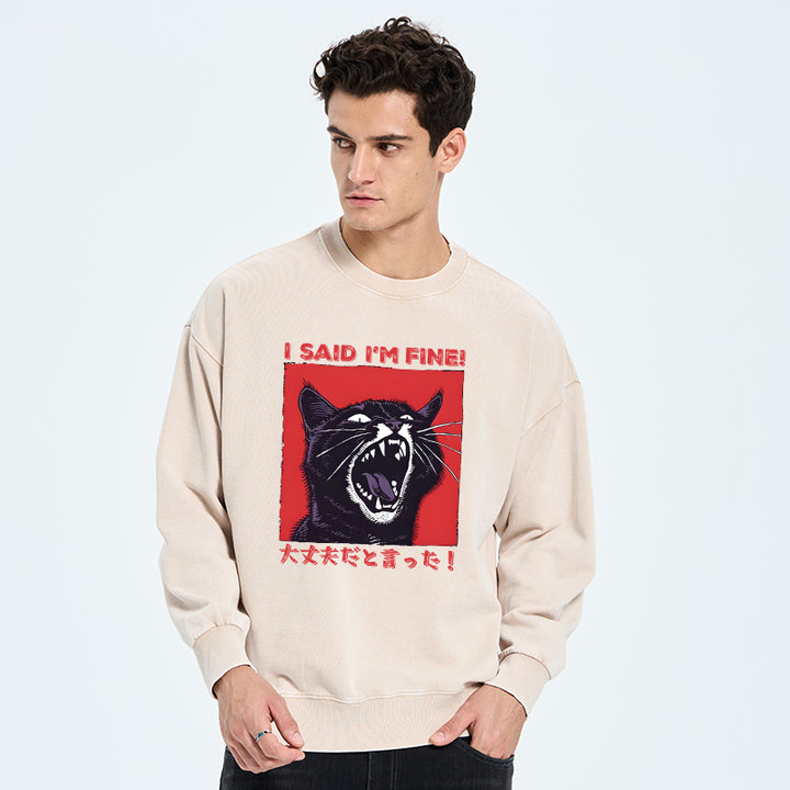 Angry Cat Japan Washed Sweatshirt