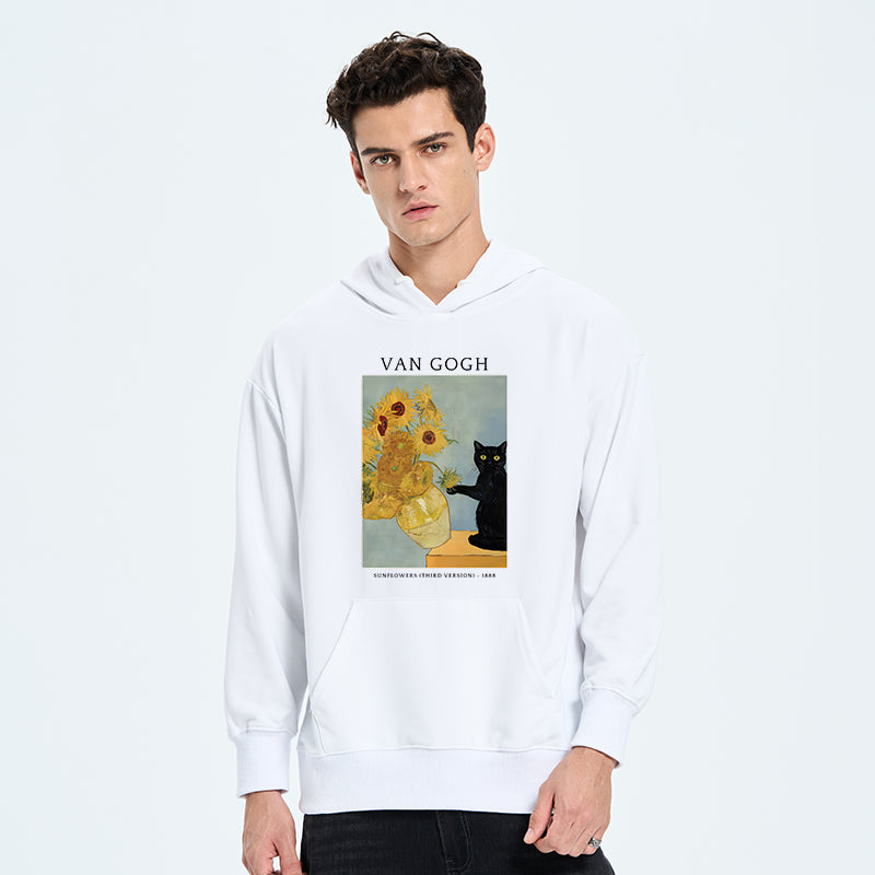 Black Cat With Sunflowers Classic Hoodie