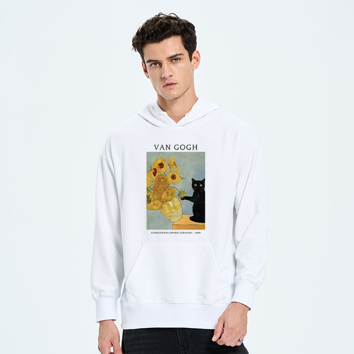 Black Cat With Sunflowers Classic Hoodie