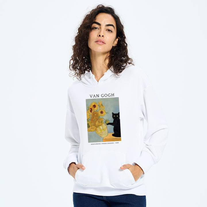 Black Cat With Sunflowers Classic Hoodie